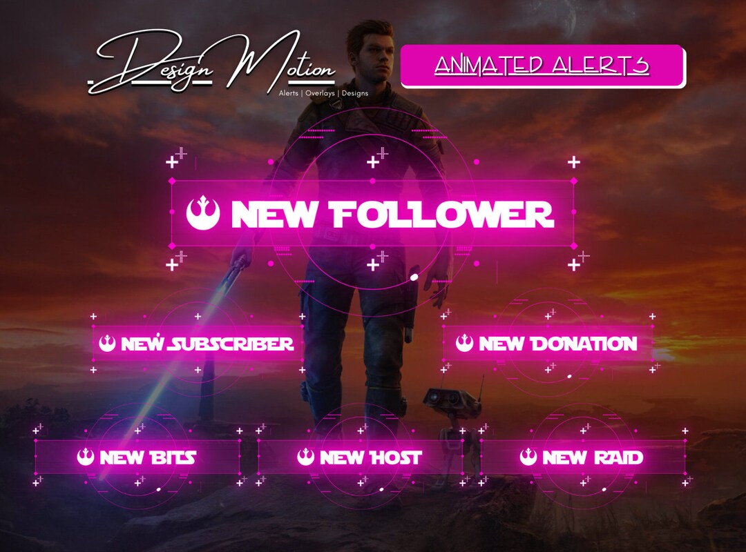 Pink Raid Alert Animated Star Wars Neon Pink Twitch Alerts, Jedi Survivor Follower ...