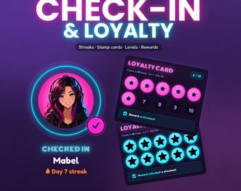 Widget d'enregistrement et de fidélité, cartes et récompenses de fidélité, Twitch StreamElements OBS