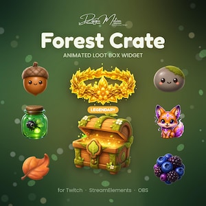 Kawaii Forest Twitch Blind Box Widget, Animated StreamElements Overlay, Cute Loot Box Unboxing Game, Channel Points Bits Subs, OBS