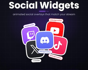 Widget animé pour les réseaux sociaux (Twitch, YouTube et Kickstarter), superposition rotative de réseaux sociaux, 40 icônes, 11 formes, StreamElements