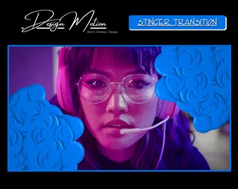 Transición animada de Twitch Blue Stinger en azul con fondo transparente.