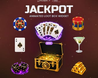 Widget Twitch Blind Box du casino, superposition animée d'éléments StreamElements, jeu de déballage de la boîte de loot jackpot à collectionner, points de chaîne Subs Bits, OBS