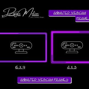 Animated Neon Purple Webcam Frame Border 16x9 and 4x3 with transparent background.
