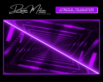 Animated Neon Purple Stinger Transition Twitch Stinger Twitch Transition in Purple with transparent background.