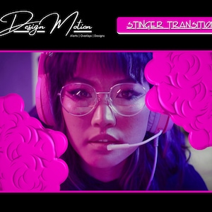 Animated Pink Smoke Stinger Transition Twitch in Pink with transparent background.