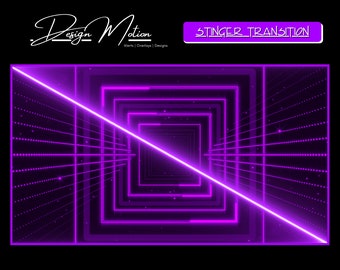 Animated Neon Purple Stinger Transition Twitch with transparent background.