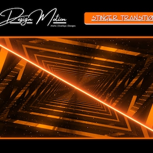 Animated Neon Orange Stinger Transition Twitch Stinger Twitch Transition in Orange with transparent background.