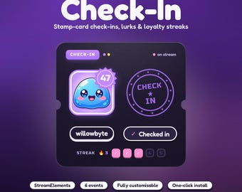 Widget de compteur de connexion Twitch, séries et tampons de fidélité, superposition StreamElements