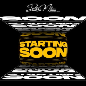 Animated Twitch Scene Starting Soon, Be Right Back, Intermission, Stream Ending in Yellow with Black background