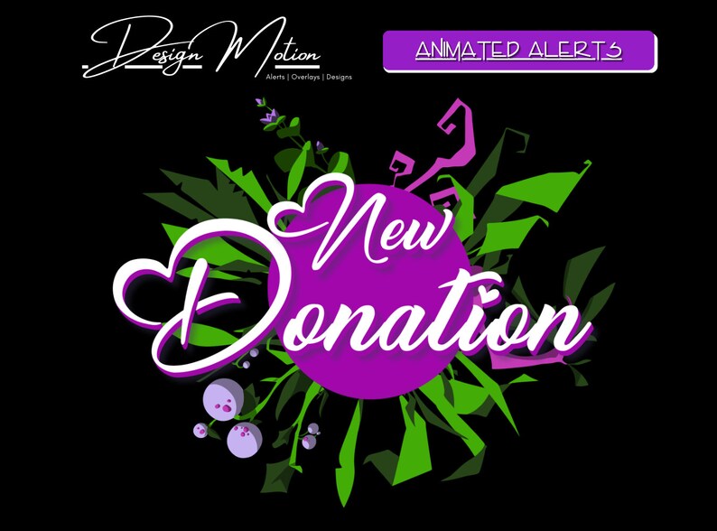 Animated Twitch Stream Flower Alerts Twitch Streamers in Purple With