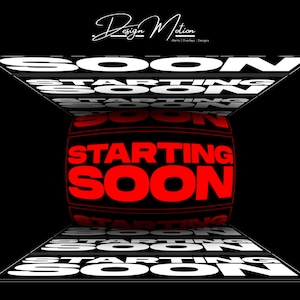 Animated Twitch Scene Starting Soon, Be Right Back, Intermission, Stream Ending Text in Red with Black background