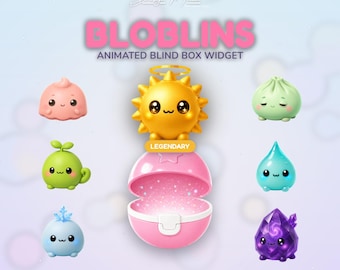 Widget Twitch Bloblins Animated Blind Box, superposition StreamElements, jeu de déballage de boîtes à butin à collectionner mignonnes, points de chaîne Subs Bits, OBS