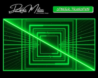 Animated Neon Green Stinger Transition Twitch with transparent background.