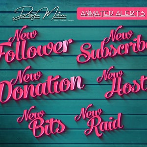 Animated Twitch Pink Alerts Follower, Subscriber, Donation, Host, Bits and Raid Alerts in Perfect Pink with transparent background