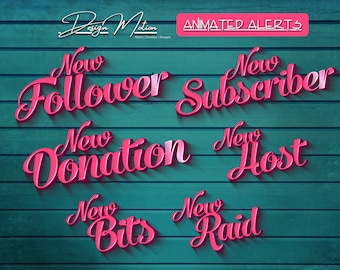 Animated Twitch Pink Alerts Follower, Subscriber, Donation, Host, Bits and Raid Alerts in Perfect Pink with transparent background