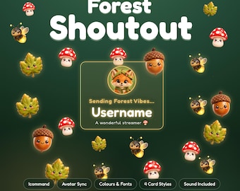 Widget « Souvenirs de forêt » pour Twitch, superposition animée « Souvenirs de forêt » pour StreamElements, nom et message de l'avatar, nature adorable