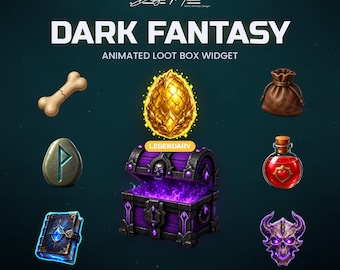 Widget Dark Fantasy Blind Box Twitch, superposition animée d'éléments StreamElements, jeu de coffre au trésor à collectionner, astuces pour les abonnés, OBS
