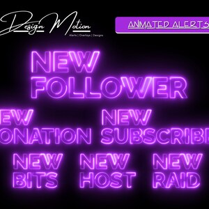 Animated Neon Purple Alerts with transparent background.