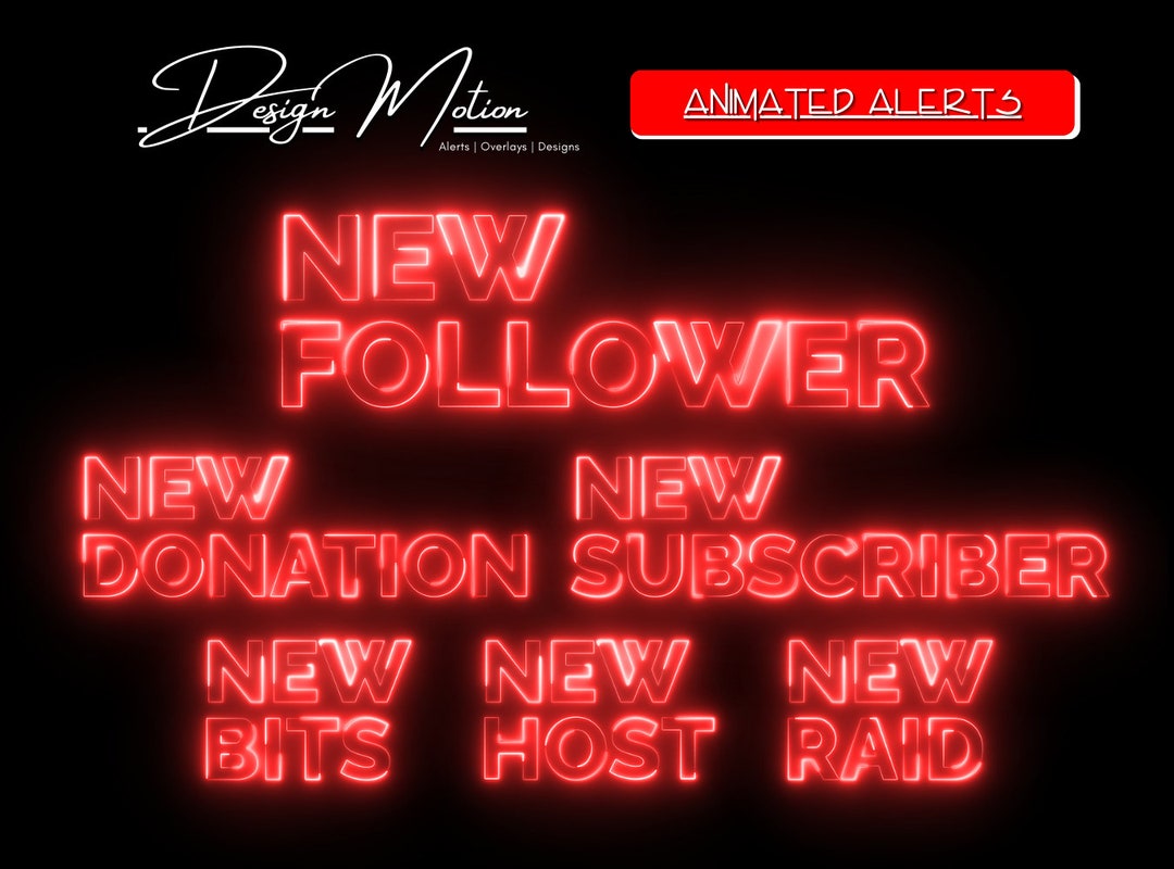 Animated Neon Red Alerts Twitch, Follower, Subscriber, Donation, Host ...