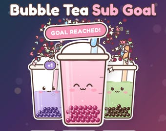 Twitch Sub Goal Widget, Animated Kawaii Bubble Tea Stream Goal for StreamElements, Follower Goal, Cute Twitch Overlay, Boba Goal Tracker