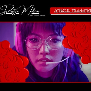 Animated Red Stinger Transition Twitch  in Red with transparent background.