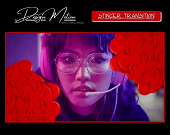 Animated Red Stinger Transition Twitch  in Red with transparent background.