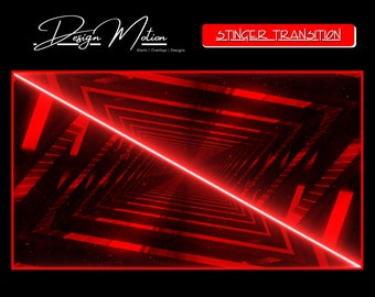 Animated Neon Red Stinger Transition Twitch Stinger Twitch Transition in Red with transparent background.