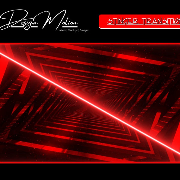 Animated Neon Red Stinger Transition Twitch Stinger Twitch Transition in Red with transparent background.