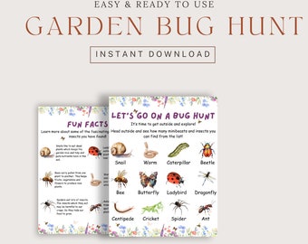 Bug Hunt, Minibeast Scavenger Hunt Printable, Garden Party Game, Nature Walk, Forest School, Outdoor Learning Resource, Early Years Activity