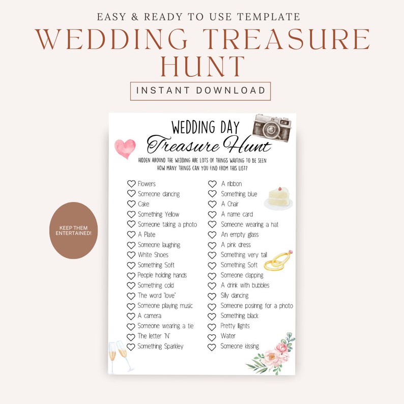 Wedding Scavenger Hunt, Kids Wedding Day Activity, Children's Wedding ...