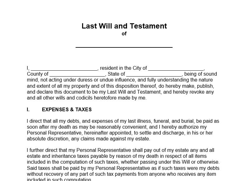 Last Will and Testament Download Digital Download Printable Word and PDF Files - Etsy
