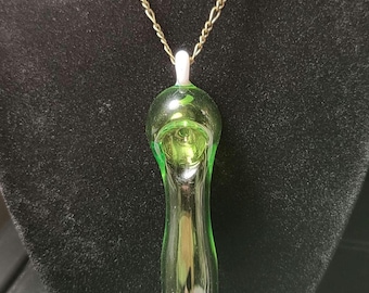 Green Glass Pipe Necklace