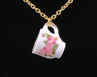 Rose Teacup Gold Plated Romantic Roses Necklace