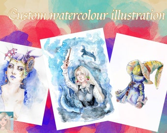 Custom Watercolor Portrait illustration - Commission, your portrait character art