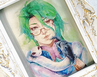 Impresión artística de Genshin Impact - Impresión de acuarela de Baizhu FanArt