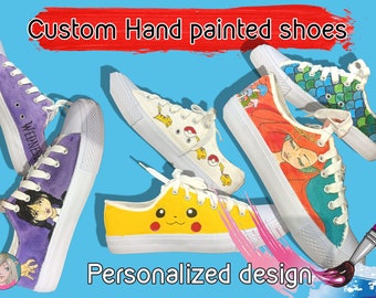 BOTH SIDES Custom shoes, hand painted sneakers, art on shoes,  your design Wedding, gift