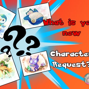 Poke battle collection animals Character request - watercolour budget commission