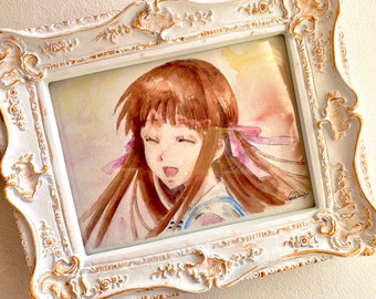 Lámina artística en acuarela a partir de una pintura a mano titulada "Una bola de arroz sin su ciruela".