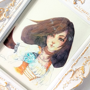 Handgemaakte aquarel Princess Garnet FF9-kunstprint - cadeau voor gamer - laatste illustratie fantasie