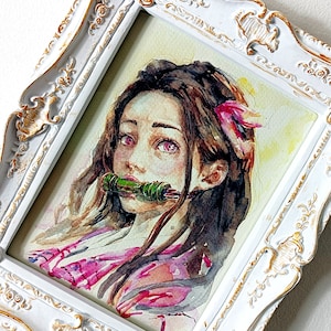 Nezuko Kamado Aquarell Kunstdruck: DS Anime Fan Art