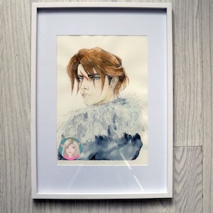 ORIGINAL PAINTING Squall FFVIII watercolour portrait