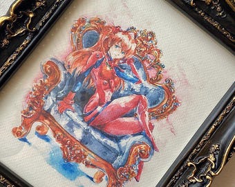 NGE Asuka Langley Watercolour Print from Hand-Painted Original Artwork