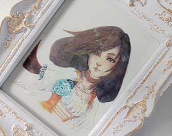 Handmade watercolour Princess Garnet FF9 art print - gamer gift - fantasia final illustration