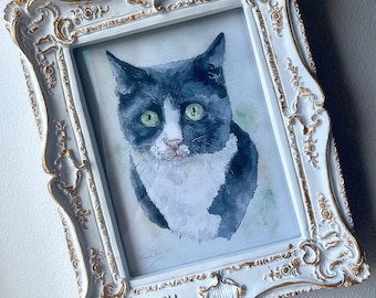 Handgeschilderd aquarel huisdierportret: aangepaste huisdierherdenkingskunst