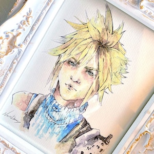 Stampa artistica ad acquerello FF7 Cloud Fantasia finale