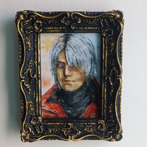 Impresión de retrato de acuarela de Dante hecha a mano / Devil May Cry Fan Art / Tamaños A5 A4 A3