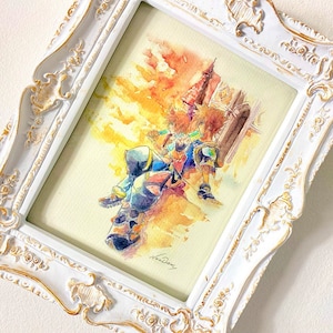 Reino Corazones Sora Roxas Kunstdruck Aquarell handgemalt