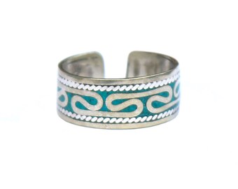 Turkoois mozaïek manchetring, sieraden in boho-stijl