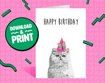 PRINTABLE Cat Birthday Card