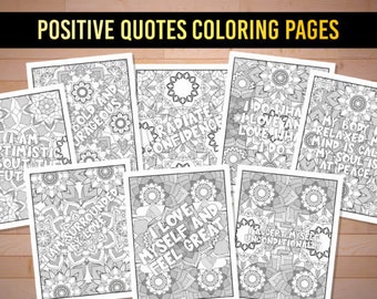 Positive Affirmations Coloring Pages, Coloring book, Instant Download, PDF